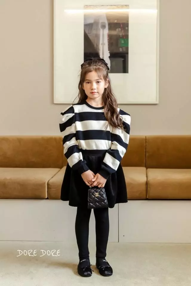 Dore Dore - Korean Children Fashion - #minifashionista - Lins Stripes Puff Sweatshirt - 8