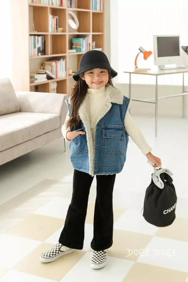 Dore Dore - Korean Children Fashion - #stylishchildhood - Denim Fleece Vest - 3