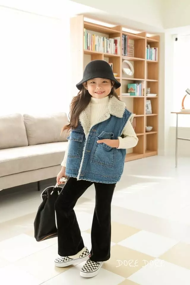 Dore Dore - Korean Children Fashion - #todddlerfashion - Denim Fleece Vest