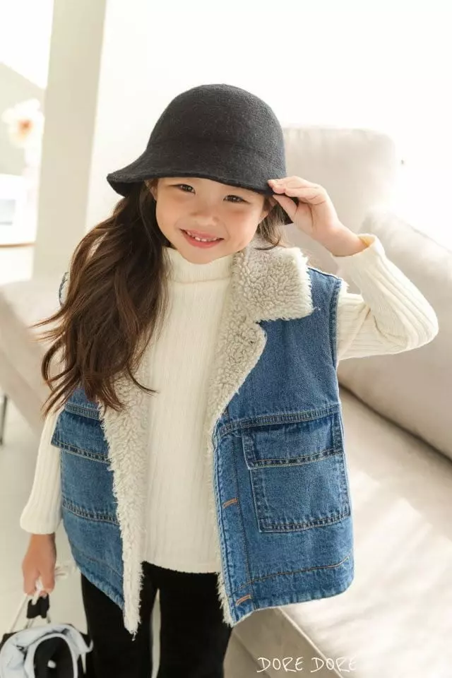 Dore Dore - Korean Children Fashion - #toddlerclothing - Denim Fleece Vest - 2