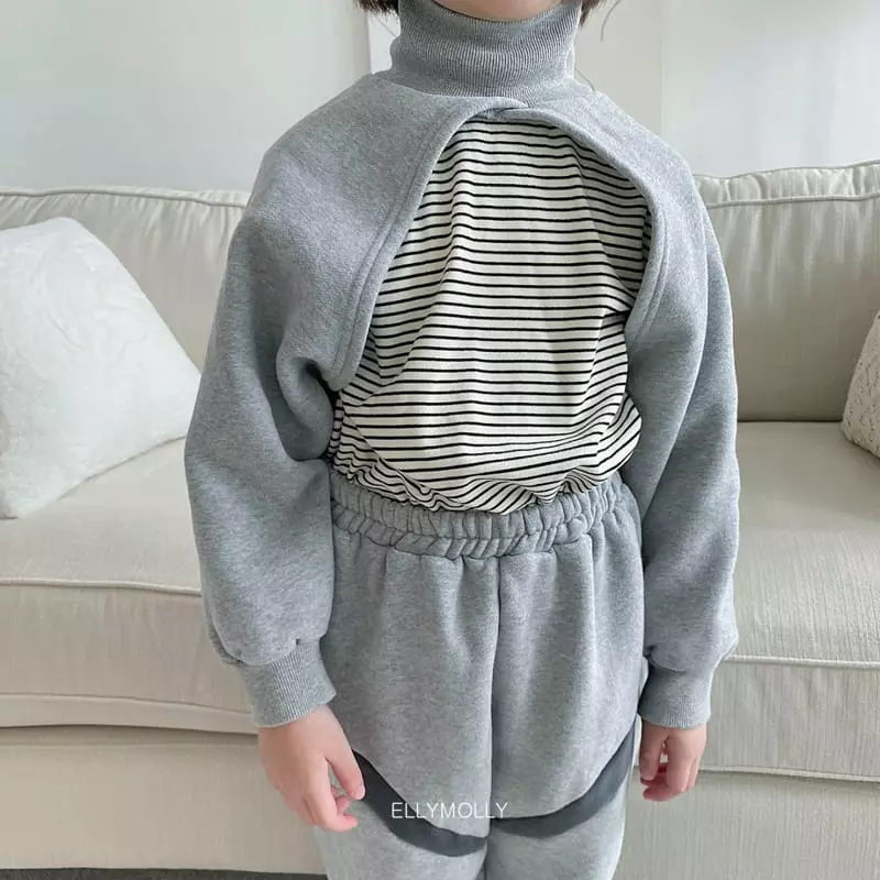 Ellymolly - Korean Children Fashion - #Kfashion4kids - Turtleneck Crop Sweatshirt - 3