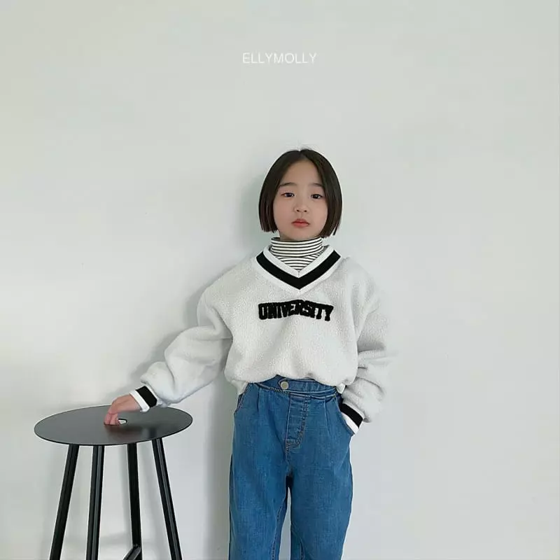 Ellymolly - Korean Children Fashion - #childofig - Bookle V Neck Sweatshirt - 2