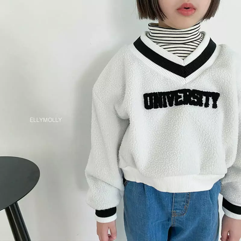 Ellymolly - Korean Children Fashion - #designkidswear - Bookle V Neck Sweatshirt - 5