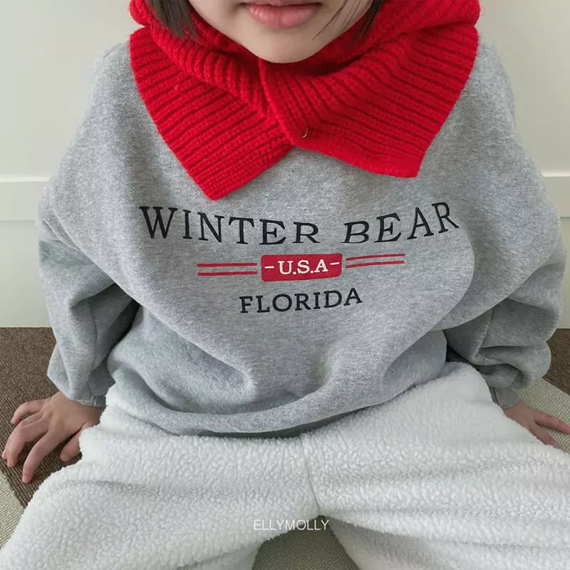 Ellymolly - Korean Children Fashion - #designkidswear - Winter Bear Fleece Sweatshirt - 3