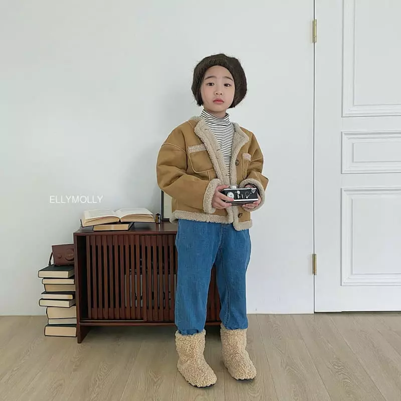 Ellymolly - Korean Children Fashion - #minifashionista - Fleece Bijou Jeans - 7