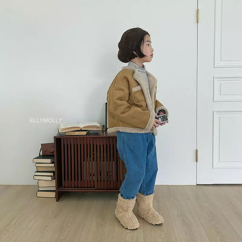 Ellymolly - Korean Children Fashion - #prettylittlegirls - Fleece Bijou Jeans - 8