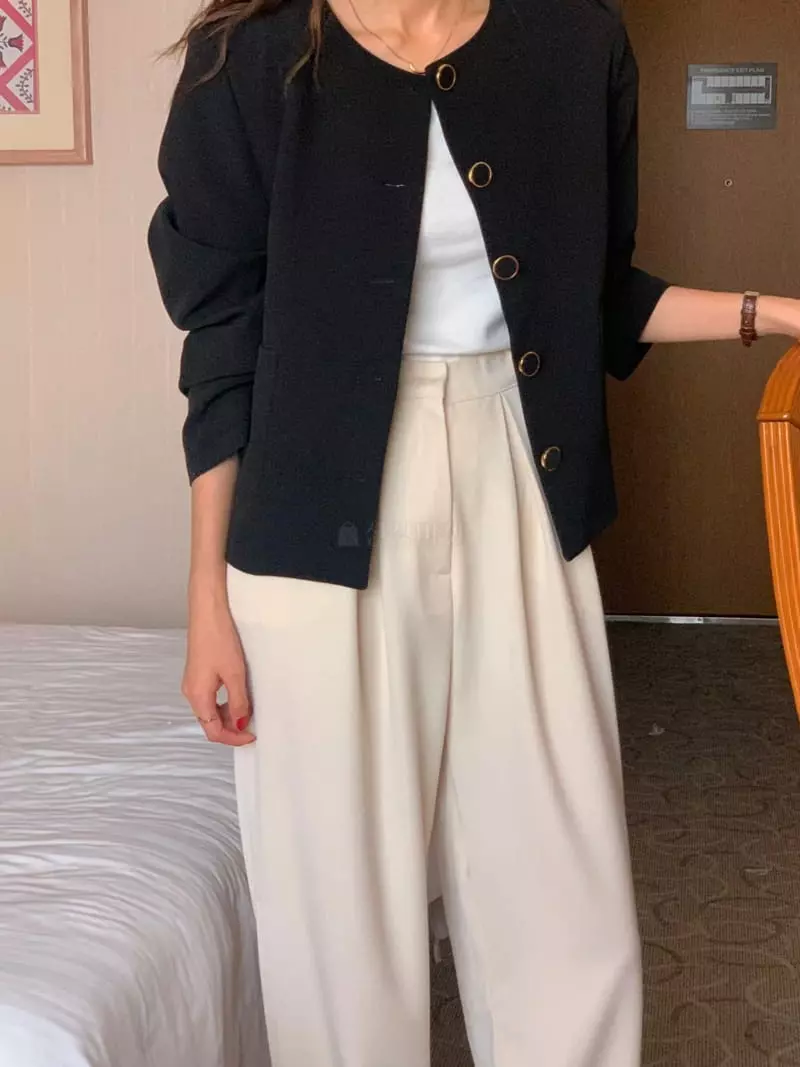February - Korean Women Fashion - #momslook - Boss No Collar Jacket - 5