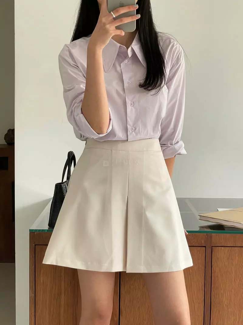 February - Korean Women Fashion - #momslook - Lene Big Collar Shirt - 10