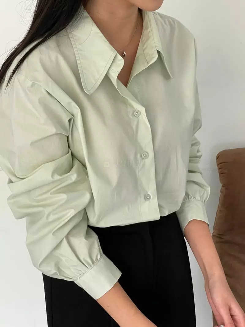 February - Korean Women Fashion - #momslook - Lene Big Collar Shirt - 12