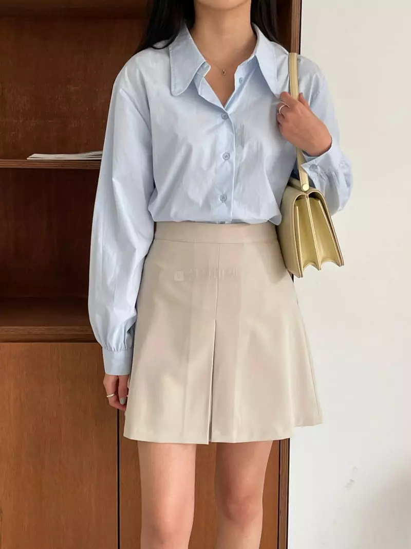 February - Korean Women Fashion - #momslook - Lene Big Collar Shirt - 2