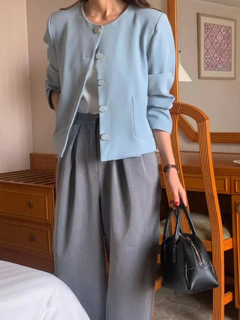 February - Korean Women Fashion - #womensfashion - Boss No Collar Jacket - 12