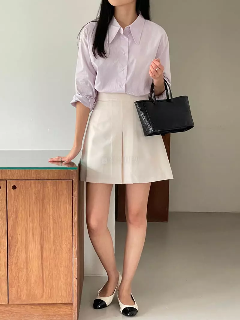 February - Korean Women Fashion - #womensfashion - Lene Big Collar Shirt - 11