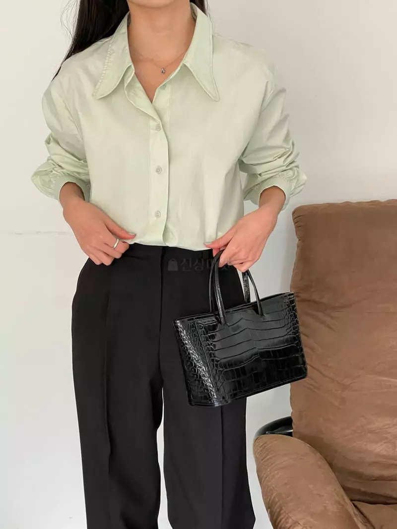February - Korean Women Fashion - #womensfashion - Lene Big Collar Shirt - 3