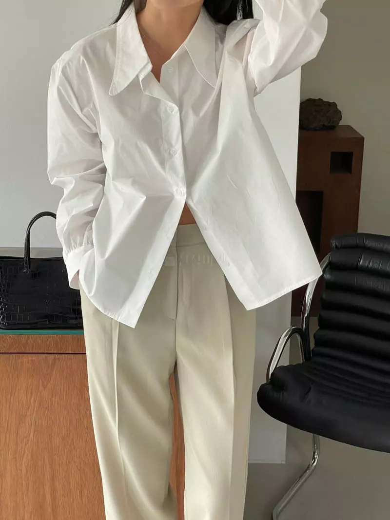 February - Korean Women Fashion - #womensfashion - Lene Big Collar Shirt - 7