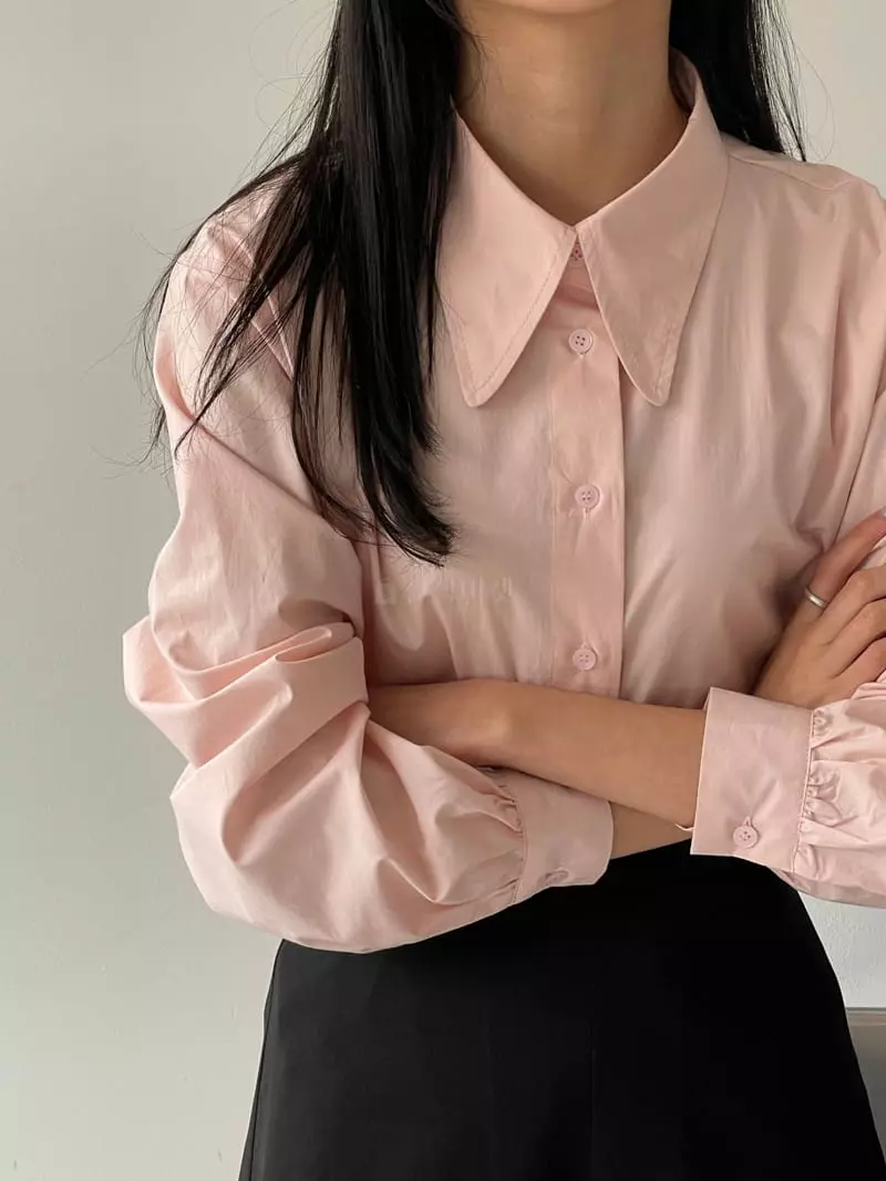 February - Korean Women Fashion - #womensfashion - Lene Big Collar Shirt - 9