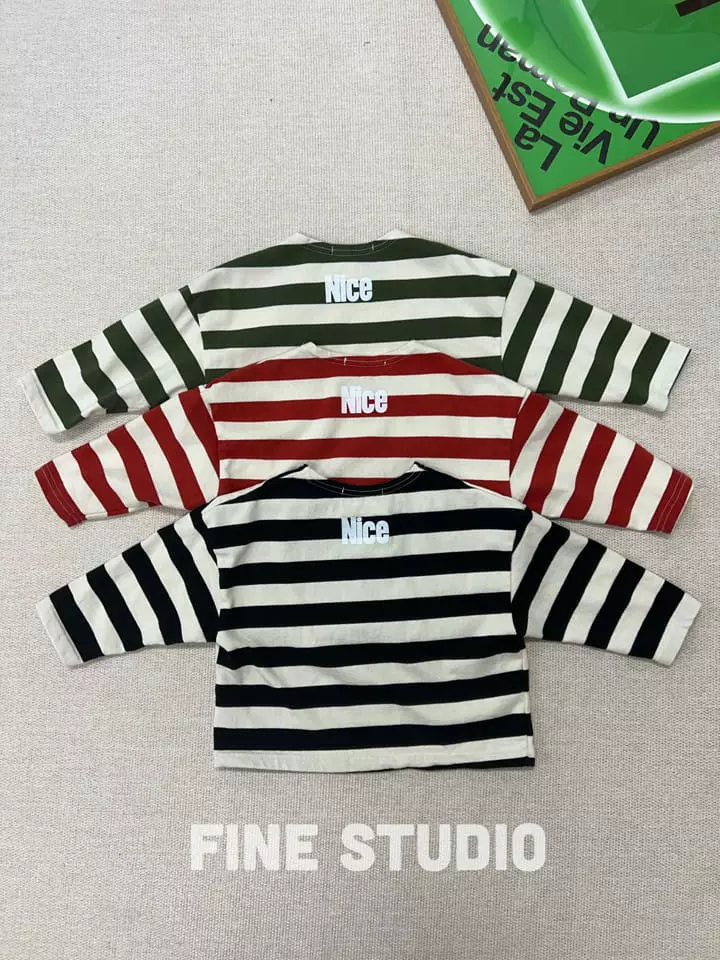 Fine Studio - Korean Children Fashion - #kidsshorts - Latte Stripes Tee - 2