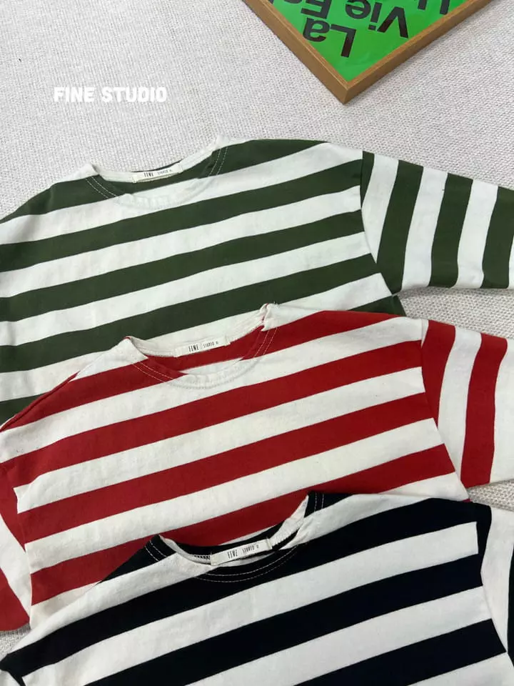 Fine Studio - Korean Children Fashion - #kidsstore - Latte Stripes Tee - 4