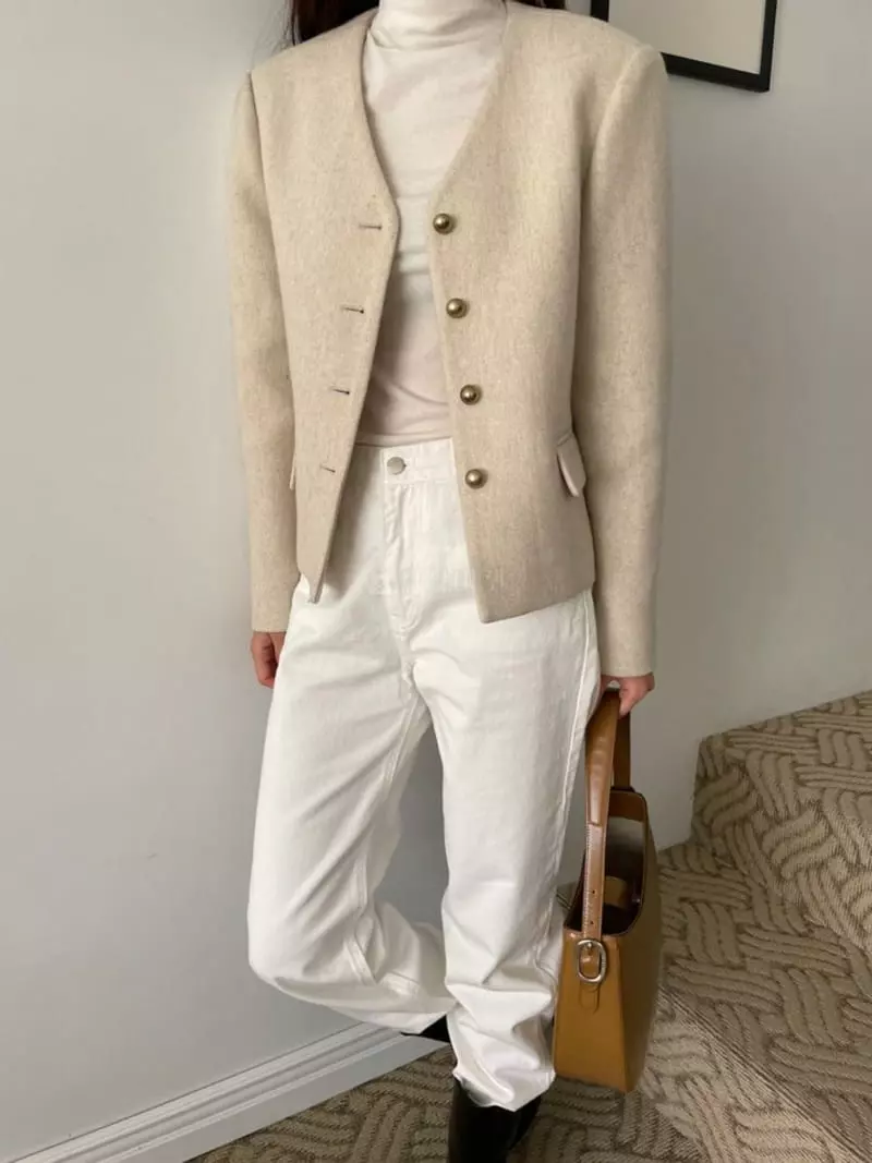 Floor - Korean Women Fashion - #thatsdarling - No Collar Jacket - 6