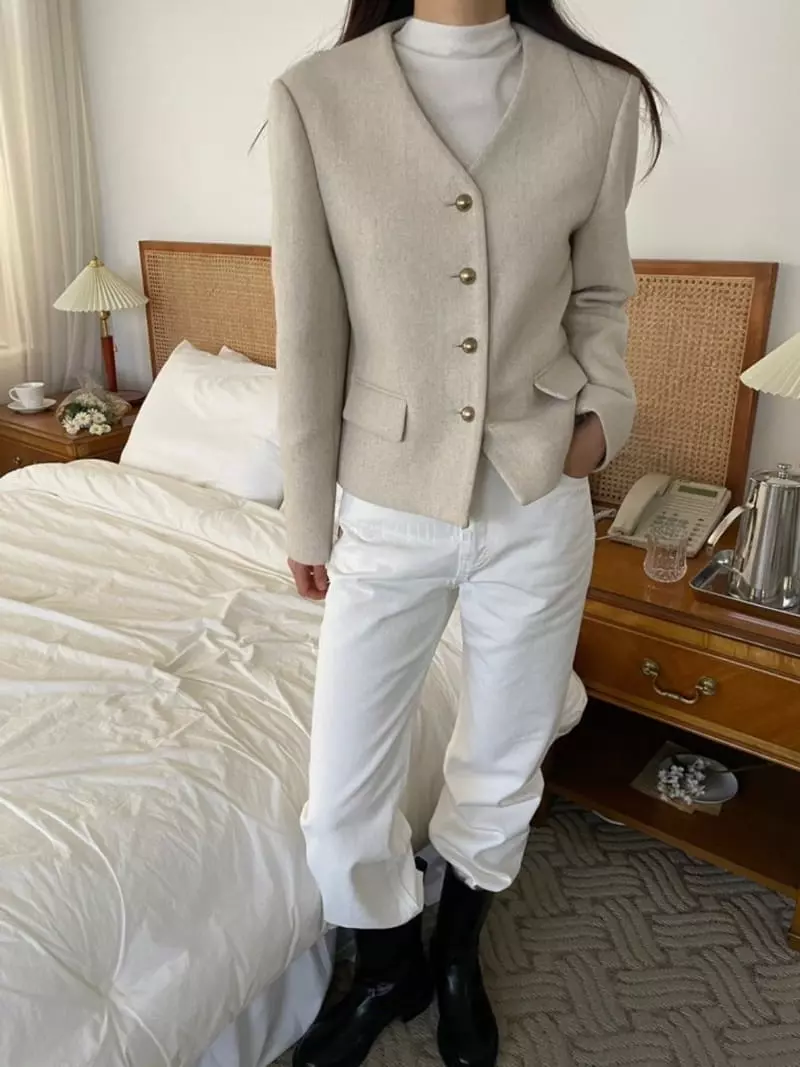 Floor - Korean Women Fashion - #womensfashion - No Collar Jacket - 9