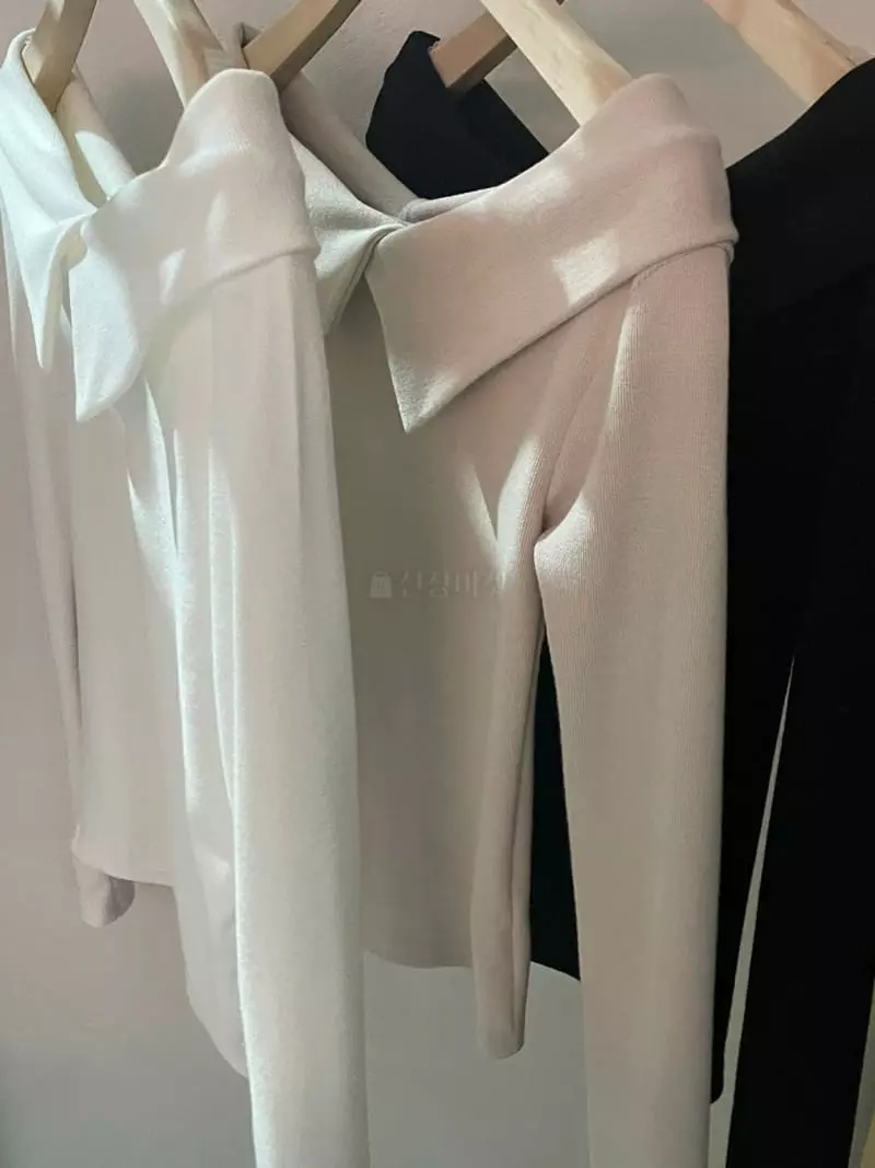Flutter - Korean Women Fashion - #womensfashion - Off Collar Tee - 8