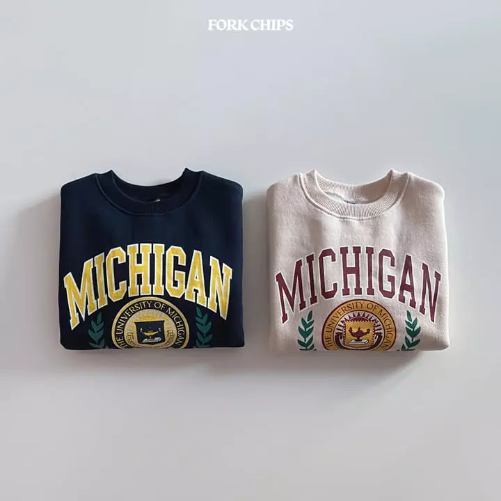 Fork Chips - Korean Children Fashion - #Kfashion4kids - Michigan Sweatshirt - 12