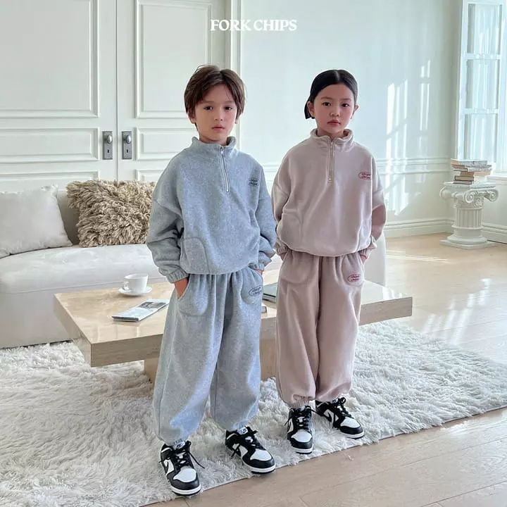 Fork Chips - Korean Children Fashion - #childofig - Teddy Half Zip-up - 9
