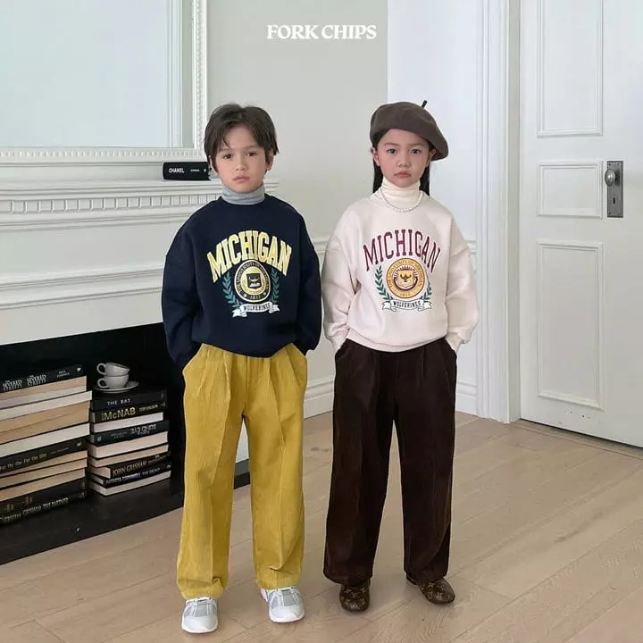 Fork Chips - Korean Children Fashion - #stylishchildhood - Michigan Sweatshirt - 4