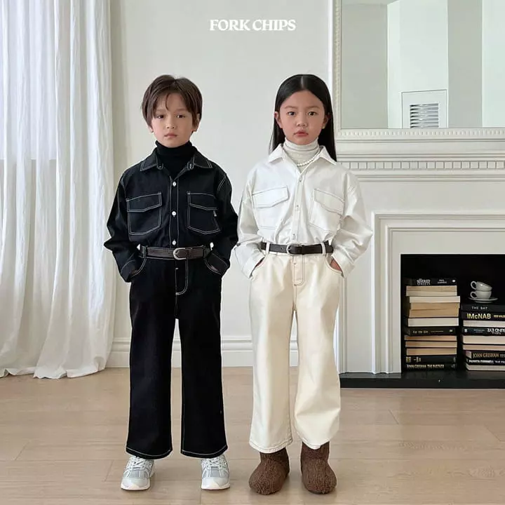 Fork Chips - Korean Children Fashion - #designkidswear - Margaret Stitch Pants