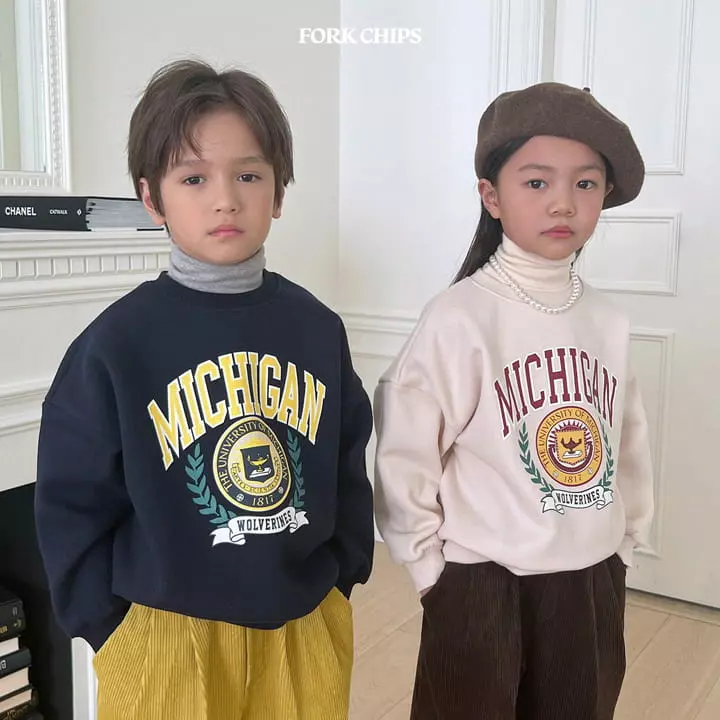 Fork Chips - Korean Children Fashion - #fashionkids - Michigan Sweatshirt - 8