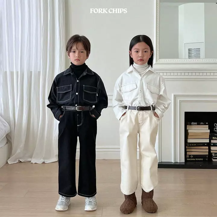 Fork Chips - Korean Children Fashion - #fashionkids - Margaret Stitch Pants - 3