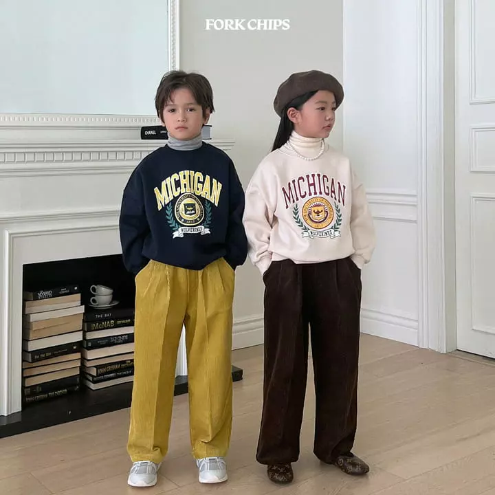 Fork Chips - Korean Children Fashion - #kidsshorts - Michigan Sweatshirt - 9