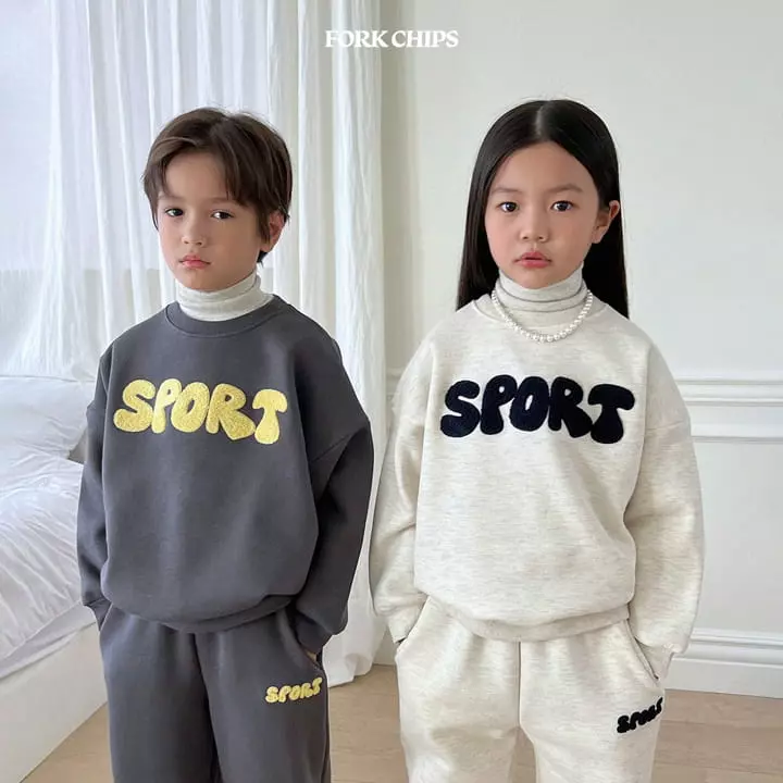 Fork Chips - Korean Children Fashion - #kidsshorts - Sprot Top Bottom Set - 3