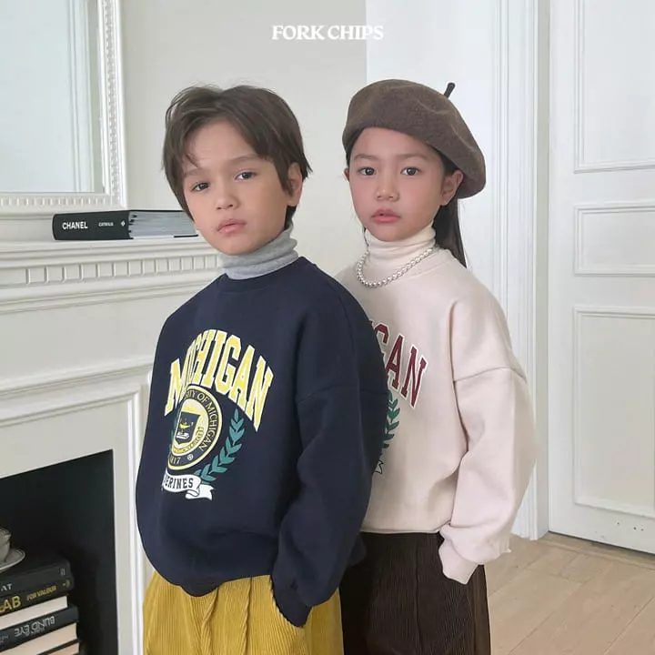 Fork Chips - Korean Children Fashion - #kidsstore - Michigan Sweatshirt - 10