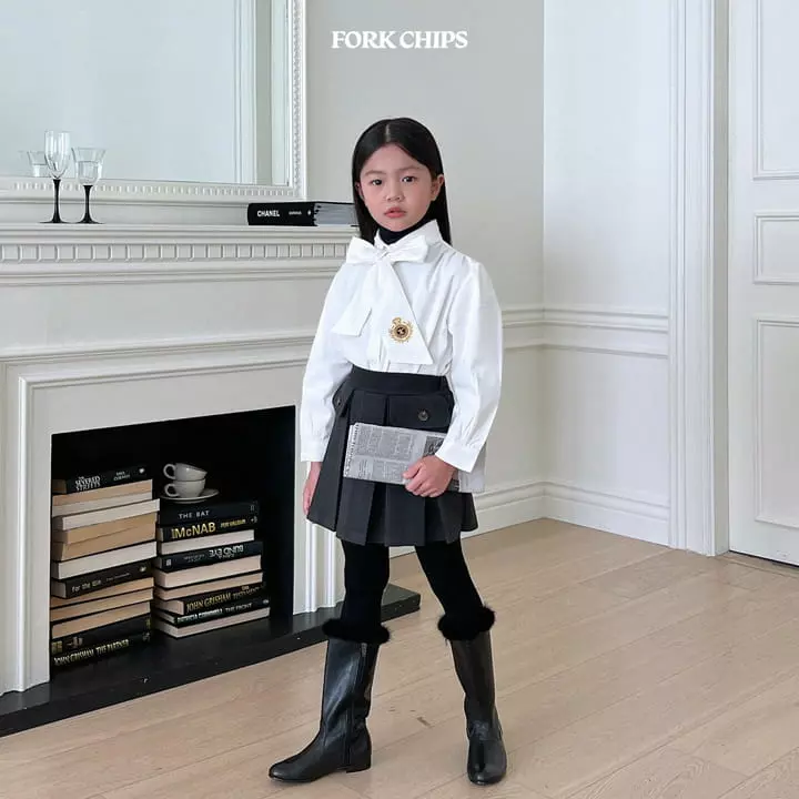 Fork Chips - Korean Children Fashion - #kidsstore - Cover Pleats Skirt - 10
