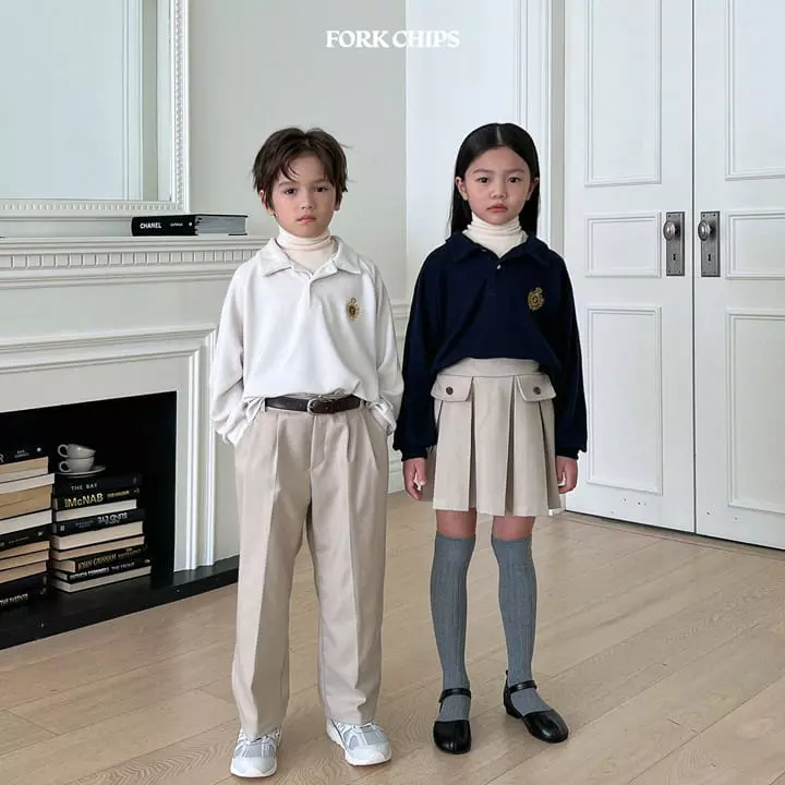 Fork Chips - Korean Children Fashion - #kidzfashiontrend - Ivy Knit Collar Tee