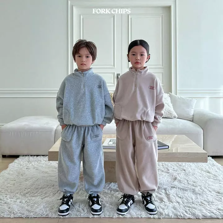 Fork Chips - Korean Children Fashion - #littlefashionista - Teddy Half Zip-up - 2