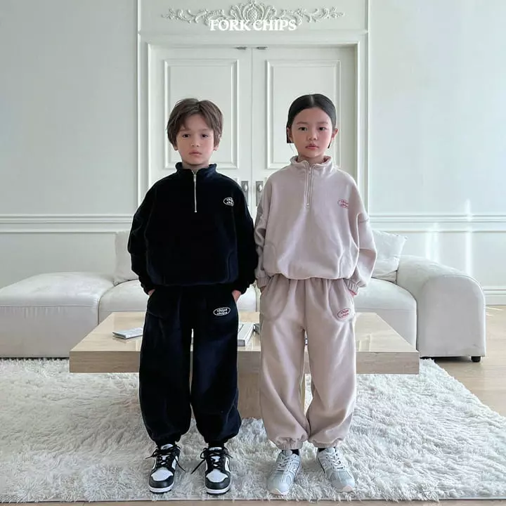Fork Chips - Korean Children Fashion - #magicofchildhood - Teddy Half Zip-up - 3