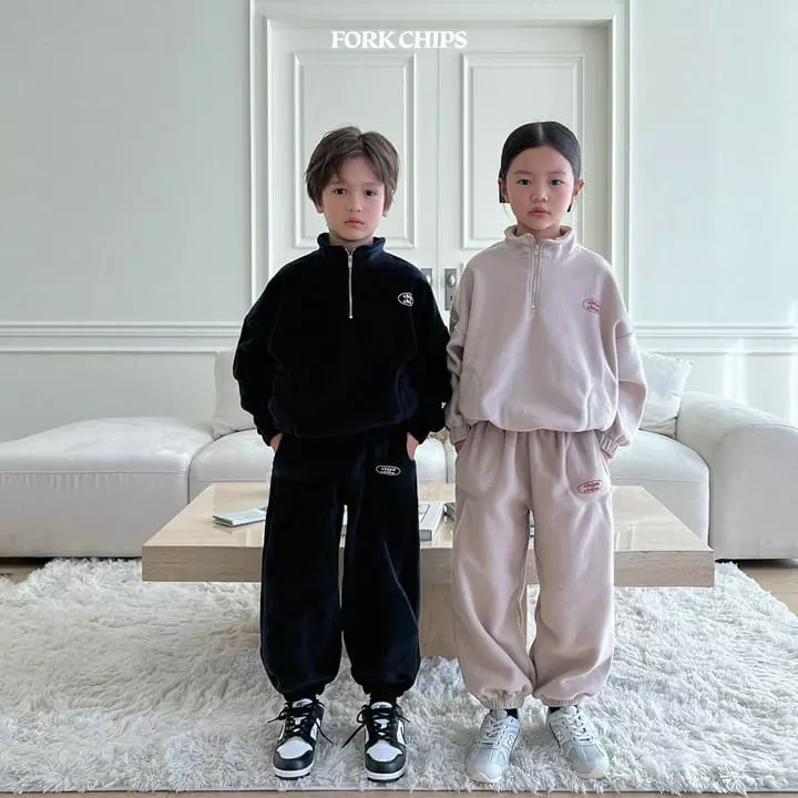 Fork Chips - Korean Children Fashion - #magicofchildhood - Teddy Half Zip-up - 4