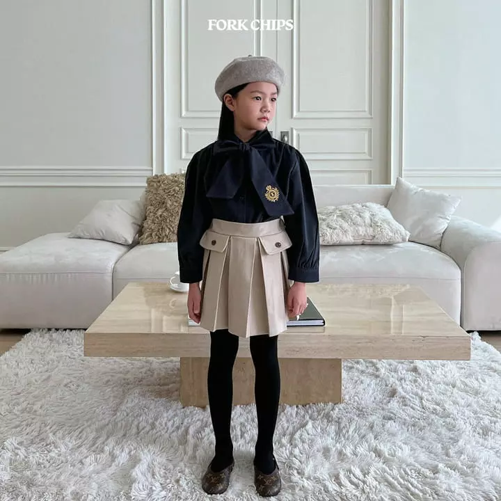 Fork Chips - Korean Children Fashion - #prettylittlegirls - Cover Pleats Skirt - 2