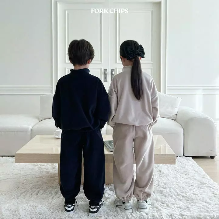 Fork Chips - Korean Children Fashion - #stylishchildhood - Teddy Half Zip-up - 8