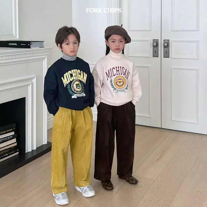 Fork Chips - Korean Children Fashion - #stylishchildhood - Michigan Sweatshirt - 3