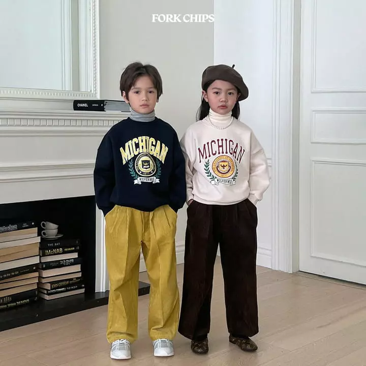 Fork Chips - Korean Children Fashion - #todddlerfashion - Michigan Sweatshirt