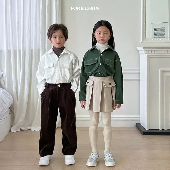 Fork Chips - Korean Children Fashion - #todddlerfashion - Od Stitch Tee - 10
