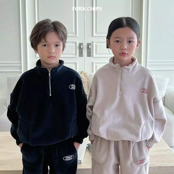 Fork Chips - Korean Children Fashion - #toddlerclothing - Teddy Half Zip-up - 7