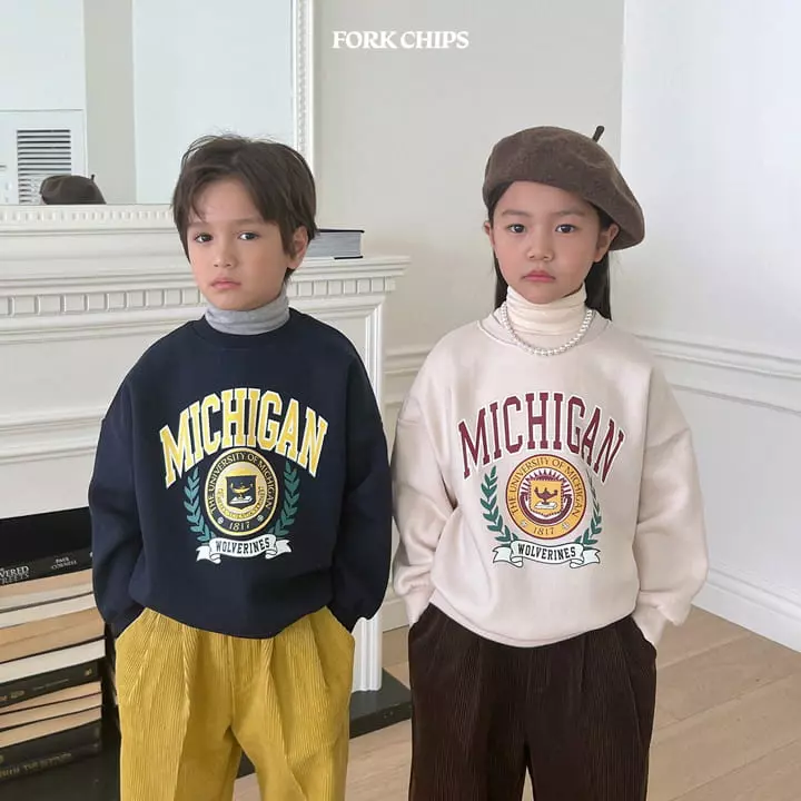 Fork Chips - Korean Children Fashion - #toddlerclothing - Michigan Sweatshirt - 2