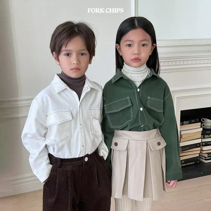 Fork Chips - Korean Children Fashion - #toddlerclothing - Od Stitch Tee - 11