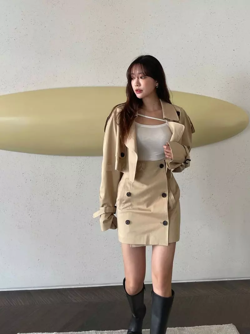 Four Eight - Korean Women Fashion - #momslook - Trench Skirt