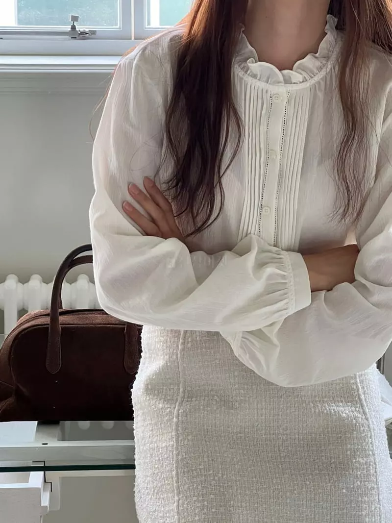 Fre - Korean Women Fashion - #pursuepretty - Lace Pintuck Blouse - 2