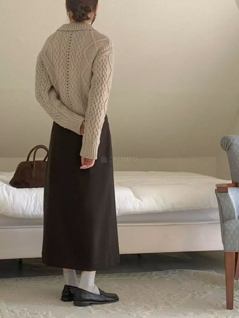 Fre - Korean Women Fashion - #romanticstyle - Cable Button Knit Tee - 7