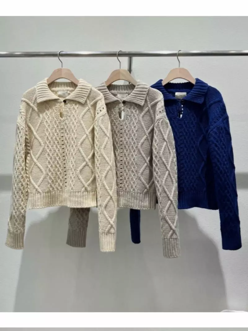 Fre - Korean Women Fashion - #shopsmall - Cable Button Knit Tee - 8